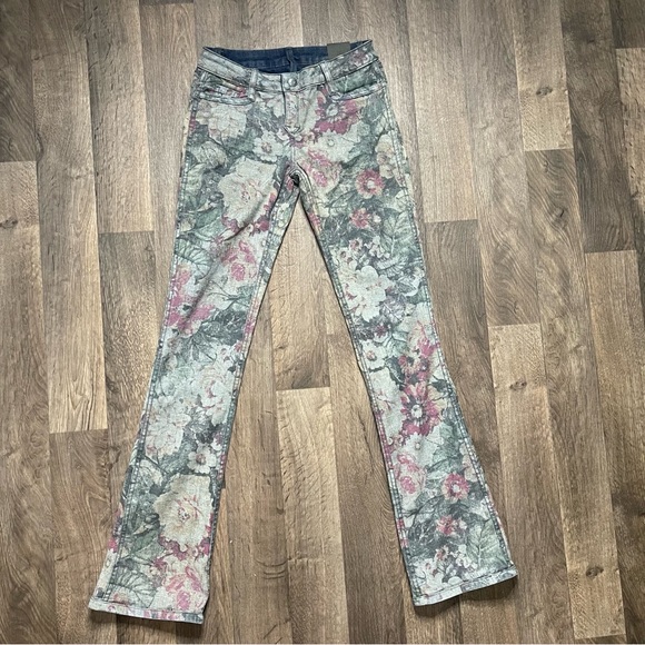 BLEULAB Reversible 2in1 Boot Cut Jeans Dark Blue and Floral Print Size 25 - Picture 11 of 12
